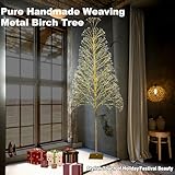 SOSHOT 7FT Lighted Artificial Birch Christmas Tree with 1440 LED Artificial Light Up Tree Lights for Indoor & Outdoor Home Christmas Party Holiday Decorations - Warm White