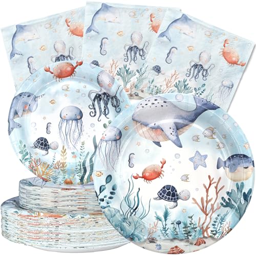 Under the Sea Birthday Party Decorations Set - Under the Sea Party Decorations, Plates, Napkins for 40 Guests - Under the Sea Themed Disposable Tableware and Birthday Decorations