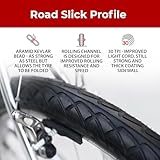 Fincci Pair 26 inch Bike Tires - Foldable Slick 26 x 1.95 Bike Tires for Mountain Bike MTB Road Hybrid Bicycle 50-559, 30 TPI - Pack of 2 Tires Leno (Foldable with Schrader Valve)