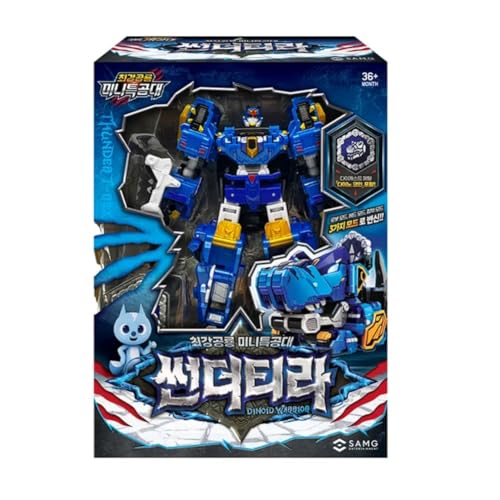 hwasooboon Mini Force Dinobot Warrior Transforming Robot Figure | 3 Modes with Accessories (Thunder Tira)