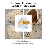 JishinGal Italian Handmade Suede High Boots Men's Casual Walking Boots Cozy Non-Slip Shoes Lightweight Hike Footwear