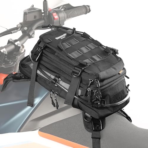 Rhinowalk motorcycle tank bag backpack, separate water bag, duffel bag with molle system, fits most adventure and sport motorcycle frames