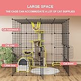 Eiiel Large Cat Cage Enclosure Indoor Cat Playpen Metal Wire 4-Tier Kennels Crate Ideal for 1-4 Cats, 55L x 55W x 55H Inch Black Without Platforms