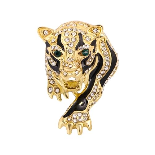 LuvQaze Rhinestone Leopard Brooch for Men 18k Gold Plated Leopard Pin Animal Brooch Birthday Father's Day for Husband Father Boyfriend