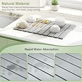 Stone Dish Drying Mats for Kitchen Counter, Eco-Friendly Diatomaceous Earth Absorbent Mat, Fast Drying, Foldable, Super Absorbent Dish Drying Pad for Dishes, Bottles, Cups, Fits Any Countertop, Grey