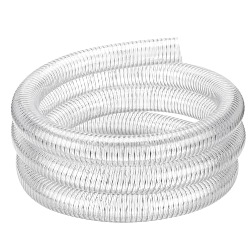 1"id-25ft PVC Reinforced Tubing Steel Wire Suction Flexible Hose Vinyl Tubing Heavy Duty PVC Vacuum Hose Drain Fuel Oil Gas Water for Marine Bilge Pump Pond Spa