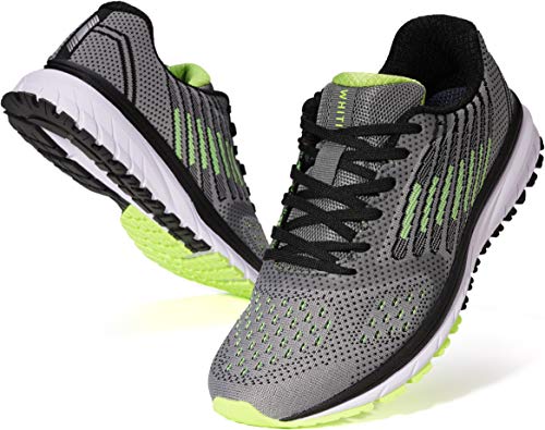Joomra Whitin Men's Workout Shoes for Running Grey Green Size 8 Arch Supportive Fitness Walking Jogging Teens Boys Lightweight Man Gym Athletic Tennis Sneakers 41