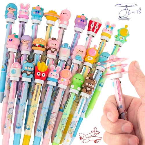 24 Fidget Spinner Multicolor Pen in One 3-in-1 | Fun Cute Pens for Kids & Adults | Stress Relief Rotating Pen 0.5mm | Perfect for School, Office, Home, Birthday Gifts