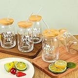 Lallisa 12 Pack Sweet 13/16/18th Gifts for Girls 16 oz Glass Cups with Lids and Straws 13/16/18th Birthday Party Favors for Her 16oz Coffee Glass Cups Daughter Birthday Gift(Cute 16th Style)