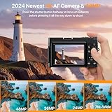 4K Digital Camera for Photography Auto-Focus Vlogging Camera for YouTube Video with 3'' 180° Flip Screen 16X Anti-Shake 4K Camera Compact Cameras with SD Card, Flash, 2 Batteries & Battery Charger