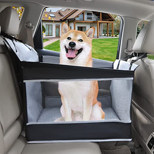 Dog Car Seat Medium Sized Dog, Car Seat for Dogs, Seat Extender with Waterproof Materials & Breathable Mesh, Dog Seat Belt for Car, Giving Your Pets a Comfortable and Safe Road Trip (M Size, Grey)