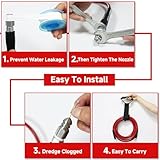 NIFUAL Pressure Washer Cleaning Kit Sewer Jetter Kit for 1/4 Inch NPT Corner Max Working Pressure Drain Cleaner Hose 5800 PSI Durable Sewer Blasting Hose 5 Sewer Blasting Nozzles… (100FT)