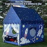 Kids Play Tent Playhouse Indoor Outdoor Boys Toddler Large Castle Play House Spaceship Tent, Outer Space Rocket Blue