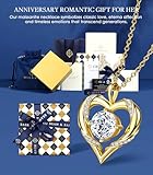 Beam & Bask Heart Pendant 3 Ct Moissanite Necklaces for Women, 18K Gold Plated Anniversary Romantic Gifts for Wife, S925 Jewelry Birthday Gifts for Her Girlfriend Mom