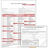 J. J. Keller 100-Pack, Annual Vehicle Inspection Report Form with Carbon & Vinyl Adhesive Label 2-Ply, 3-Ply Form, Bundle Shrinkwrapped, DOT Compliant