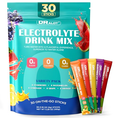 Dralot Juicy Splash 30 Packs Sugar Free Electrolytes Powder w/Natural Flavor, Liquid Daily IV Recharge+Tech. Mix 5 Electrolyte for Balance, Raw Seasalt Hydration Packets for GF, Vegan, Non-GMO, Keto