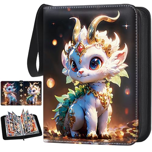 Tenmorn Card Binder for Pokemon Cards 4-pocket 400 Pockets.Trading Card Holder Album Book Case for TCG Cards.with 50 Removable Sleeves.for Collectors Boys Girls Toys Gift(black)