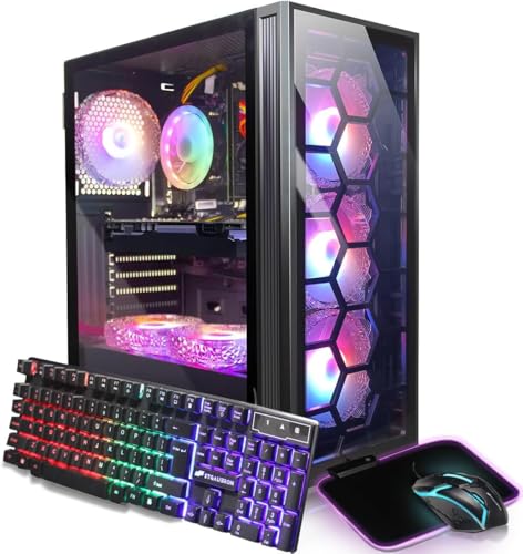 STGAubron Gaming PC Computer Desktop, Intel Core i7 up to 3.9G, GeForce GTX 1660 Super 6G, 32G RAM, 1T SSD, 600M WiFi, BT 5.0, RGB Fan x6, Windows 10 Home