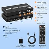 2x2 HDMI 4K Video Wall Controller with Media Player Function,4K@30HZ TV Wall Processor, 8 Display Modes 1x1 1x2 1x3 1x4 2x2 2x1 3x1 4x1 with Remote Control, 180°Rotate,with for 4x1-1 HDMI Input/Output