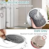 AWzzz Shower Drain Hair Catcher, 2 Pack 5.5in Shower Hair Catcher Large Premium Silicone Drain Protector Strainer, Shower Drain Cover for Shower Room, Floor Drain, Bathroom Sink, Dark Grey