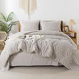 Litanika Linen Queen Size Comforter Set with Sheets - 7 Pieces Bed in a Bag Queen Boho Tufted Complete Beddding Sets with Comforter, Sheets, Pillowcases & Shams