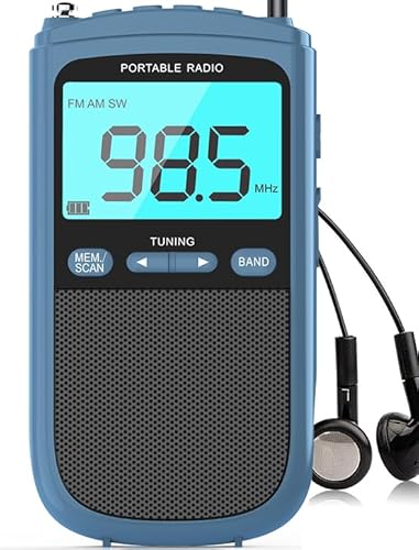 Portable AM/FM/SW Radio with Best Reception,900mAh Walkman Radio with LCD Display, Digital AM FM Radio with Headphones,Pocket Radio with Rechargeable Battery,Digital Tuner and Presets for Walking