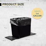 Car Trash Can Large Capacity Automotive Garbage Bin 1.4 Gallon Stability Flap for Cars & Trucks Leakproof Auto Garbage Bin & Car Trash Waste Container for Vehicles Black with Trash Bag (Black)