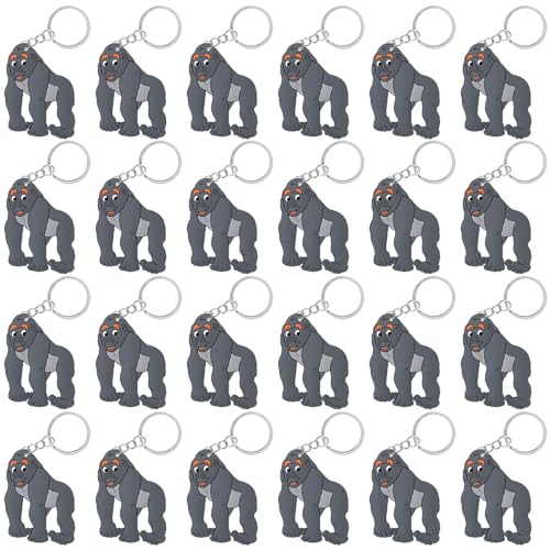 CiciBear 24 Pack Gorilla Keychains Party Decoration for Guests, Wild Animal Themed Party, Jungle Safari Baby Shower, School Party, Zoo Kids Birthday
