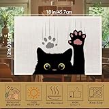 Black Cat Placemats,Cute Funny Cat Table Mats Set of 6,12x18 Inch,Waterproof Oil-Proof Washable and Reusable Linen placemats Holiday Party Kitchen Table Decorations