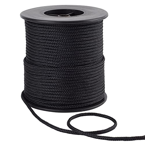 Ph PandaHall 3mm 54yard Black Nylon Rope, Parachute Cord Braided Lift Shade Blind String Shade Cord Wind Chime Cord Replacement for Camping Hiking Outdoor Activities Windows Shades Rollers
