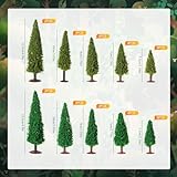 Skylety 35 Pcs Model Trees 2.16in-4.9in Green Train Scenery Landscape Pine Miniature Diorama Trees Mixed Model Bottle Brush Plants for Road Architecture Building DIY Decoration Gift