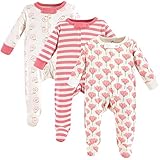 Touched by Nature unisex baby Organic Cotton and Play Sleepers, Tulip, 0-3 Months US