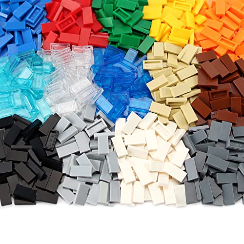 Feleph 1×2 Tile ×700 Parts and Pieces Flat Bricks, Multicolored Bulk Building Blocks for Smooth Surface Wall Floor, Toy Accessories Compatible with Major Brands