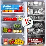 KUMD 10 Pack Fridge Organizer, Stackable Refrigerator Organizer Bins with Lids, BPA-Free Produce Fruit Storage Containers for Storage Clear for Kitchen, Food, Drinks, Vegetable Storage