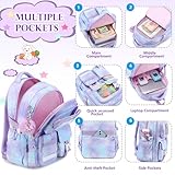 AO ALI VICTORY Backpack for Girls with Lunch Bag Pencil Case Kids School Bags for Kindergarten Elementary Middle Primary Schoolbag Cute 16 inch Laptop Bookbag Students 3 PCS Cute Bookbag, Purple Set