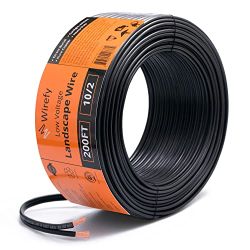 Wirefy 10/2 Low Voltage Landscape Lighting Copper Wire - Outdoor Direct Burial - 10-Gauge 2-Conductor 200 Feet