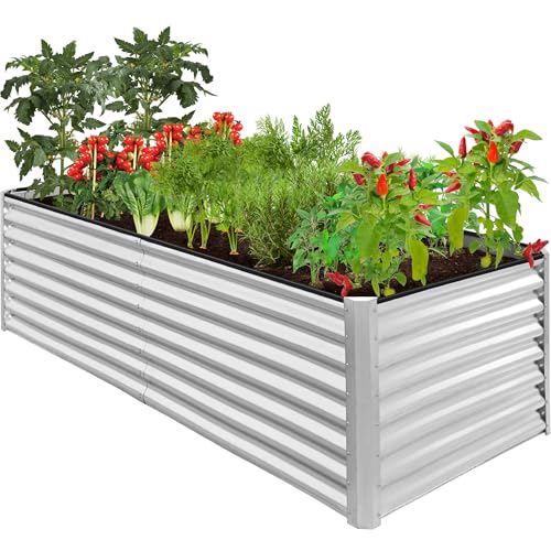 Best Choice Products 8x4x2ft Outdoor Metal Raised Garden Bed, Deep Root Planter Box for Vegetables, Flowers, Herbs, and Succulents w/ 478 Gallon Capacity - Galvanized