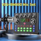 V8S+BM800 Podcast Equipment Bundle,Condenser Mic Recording Studio,Streaming Podcast Mic Starter Kit with Voice Changer, Live Sound Card Audio Interface for Computer Vlog Living for YouTube TikTok