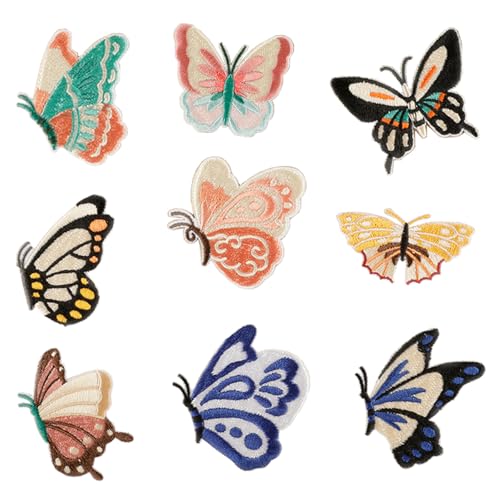 Butterfly Embroidered Patches Sew On Applique Decals Self-Adhesive Stickers for Kids and Adult Clothing Decorations Jeans T Shirts Bags Pillow Case DIY Art Decor Accessories