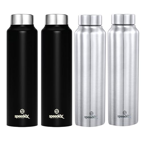 Speedex 1000Ml Single Walled Stainless Steel Fridge Water Bottle Office Sports Camping School Kids Men Girls Women Travelling Gym Yoga Leak Proof Matte Finish Unbreakable Water Bottles(4 Pack)