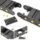 Drag Chain Wire Carrier 2Pcs R55 Internal Size 25mm x 50mm Cable Carrier Black Plastic Bridge Type 1M(39.4 inch) Length for Electrical Machines