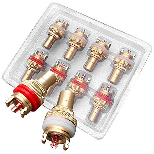 pcs Red+White RCA Female Socket RCA CMC Female Connector Phono Copper Plug Amp HiFi