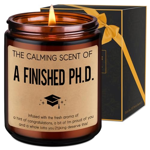 LEADO Grad Candle, PhD Graduation Gifts, Doctorate Degree Present for Women, 2025 Graduation Gifts for Her, Him - Funny Dissertation, Congrats Grad Present for Doctoral Graduates, PhD Students