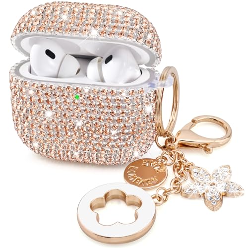 Jewelry Case for Airpods Pro 2nd Generation - VISOOM Bling Diamond Airpods Pro 2 Cases Cover Women Sparkly Rhinestone iPod Pro 2 Earbud Wireless Charging Case Girl Keychain for Apple Airpod Gen Pro 2