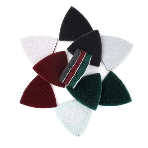 NEFLUM 15Pcs Triangle Scouring Pad 90x90x90mm 240 to 800 Grit Heavy Nylon Cleaning Cloth Hook and Loop,5pcs of Each Grit