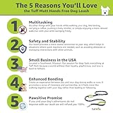 Tuff Mutt Hands-Free Waist Leash for Dog Walking, Running and Hiking, Adjustable Belt with Double Handle, Reflective Bungee Design for Large & Medium Dogs