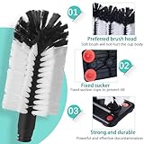 Havawish 2 Pack Water Bottle Cleaning Brush with Suction Base, 3 Head Bristle Bar Glass Washer for Sink, Cup Washer Brush Cleaner for Bar Beer Cup, Wine Glass, Long Leg Cup Kitchen Tools