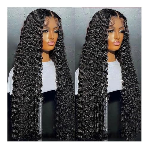 WOAITIANTIAN Human Hair Wig Water Wave Curly Lace Frontal Wigs 13x4 13x6 180 DensityHD Deep Wave Lace Frontal Wig Full Human Hair Wigs Wigs For Women(13x6 Lace Wigs,38 inch)