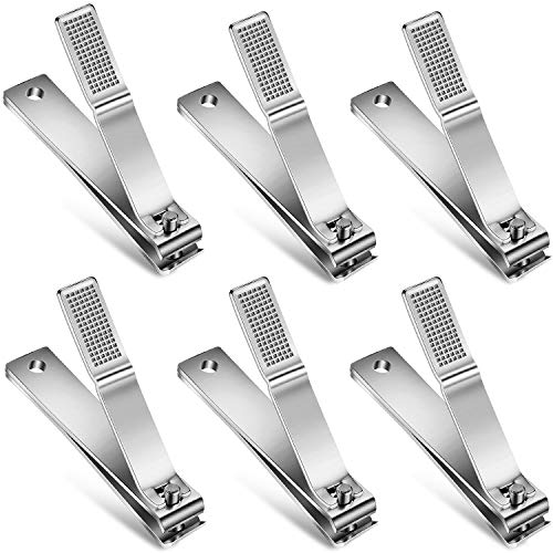 Mudder 6 Pieces Large Toenails Clippers Straight Edge Toenails Clippers Stainless Steel Nails Cutters for Men Women Thick Nails(Silver)