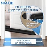 MAXTID Large Door Draft Stopper for Bottom of Doors 36” Under Door Draft Noise Blocker Black Gap Stoppers Door Draft Guard for Bottom of Doors Adjustable Door Sweep Draft Seal Home Essentials Gadgets